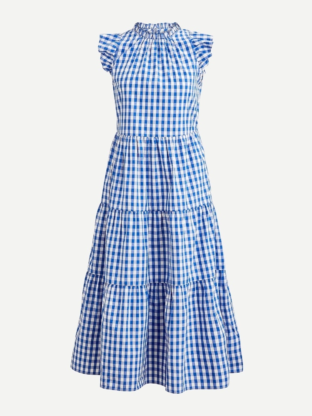 J.Crew Tiered Ruffle-Sleeve Dress in Gingham - EUC